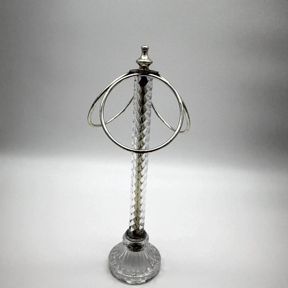 VTG Hollywood Regency Glass Lucite Metal 3-Ring Fingertip Towel Stand